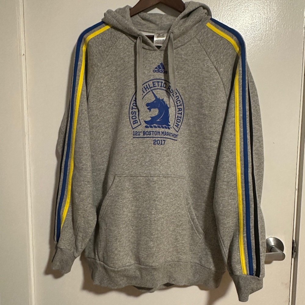 Adidas Boston Marathon 2017 BAA Unicorn Hoodie Pullover Men’s Large Gray